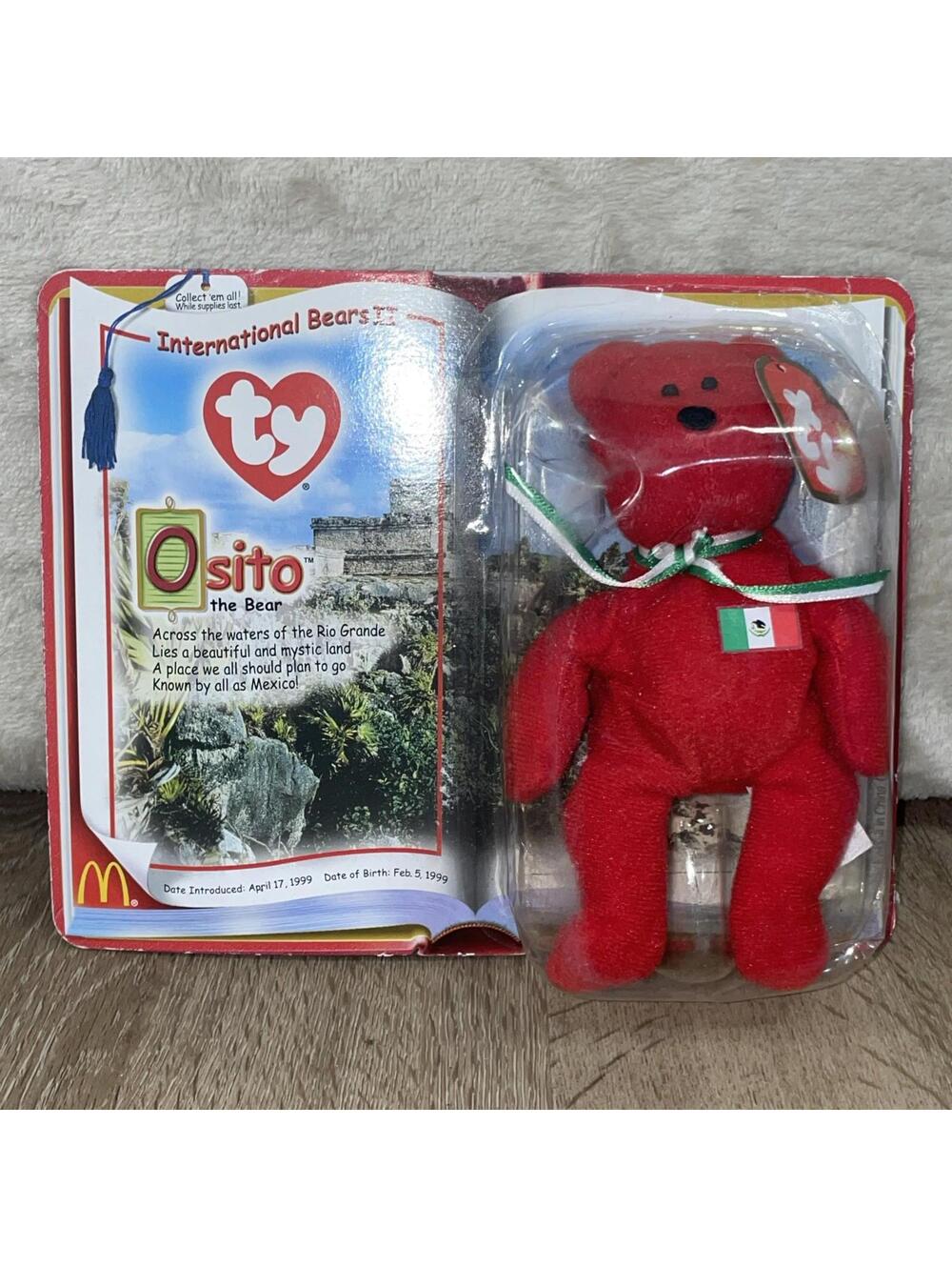 1999 TY Teenie BEANIE BABIES "OSITO The BEAR" International Bears II McDonalds